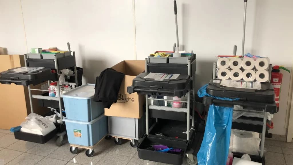 Unterhaltsreinigung, Reinigungswagen vor Ort